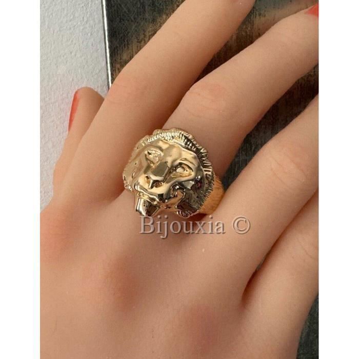 18 Carats Chevaliere Homme Lion Or Bague Chevalière BIJOUXIA