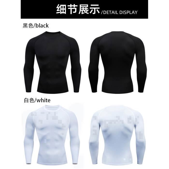 T-shirt Compression Homme Manches Courtes MEETYOO - Running, Muscu, Fitness - Respirant Et Élastique