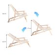 Chaise longue pliante en bois avec accoudoirs - SPRINGOS - Transat de Jardin - Pliant - Adulte - Gris clair-2