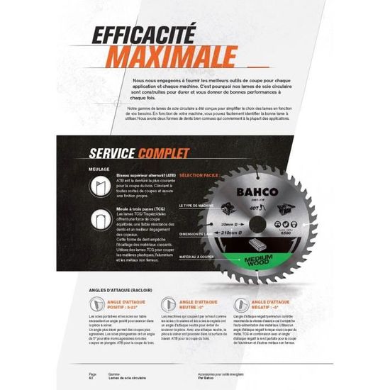 Bahco Lame de scie circulaire 184x30/28.6/20mm 24 dents pour le bois avec scies portab 