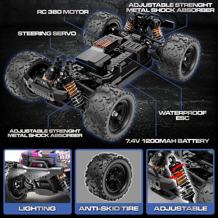 Voiture RC 1/18 4x4 40 Km/h – 2 Batteries – Transmission Métal – Débutant Adulte – Tout-terrain