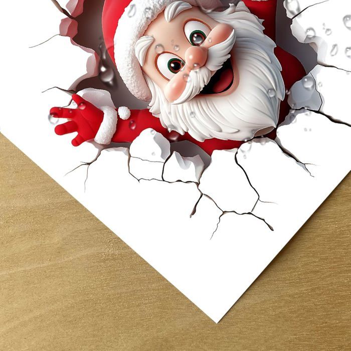 Sticker Mural Père Noël Qui Brise Le Mur - Autocollant Festif Amovible Pour Fenêtre, Porte Et Intérieur