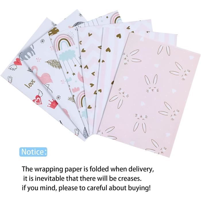 Papier Cadeau Motifs Assortis – 4 Feuilles 50x70 Cm – Neuf – Marque MegaCrea DIY