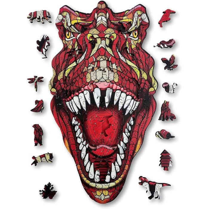 Puzzle en Bois en Forme d'animal. Couvercle d?�coup?� ?� la Taille r?�elle du Puzzle. Contient des 