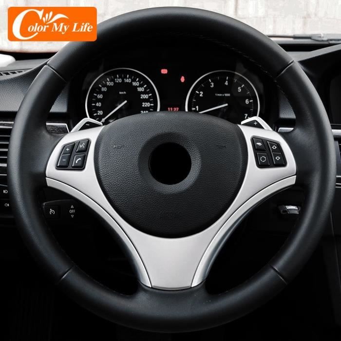 Acheter Autocollant de cadre de bouton de garniture de volant de voiture en  Fiber de carbone, 2 pièces, couverture autocollante Compatible avec Bmw E90