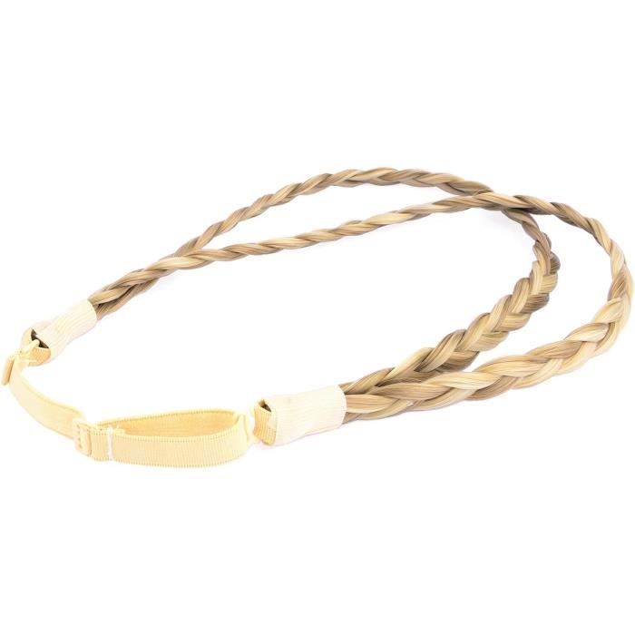 Bandeau à Sourcils 3 Rangs Cuir Cristaux – Blanc Doré – Ridex – Toutes Tailles
