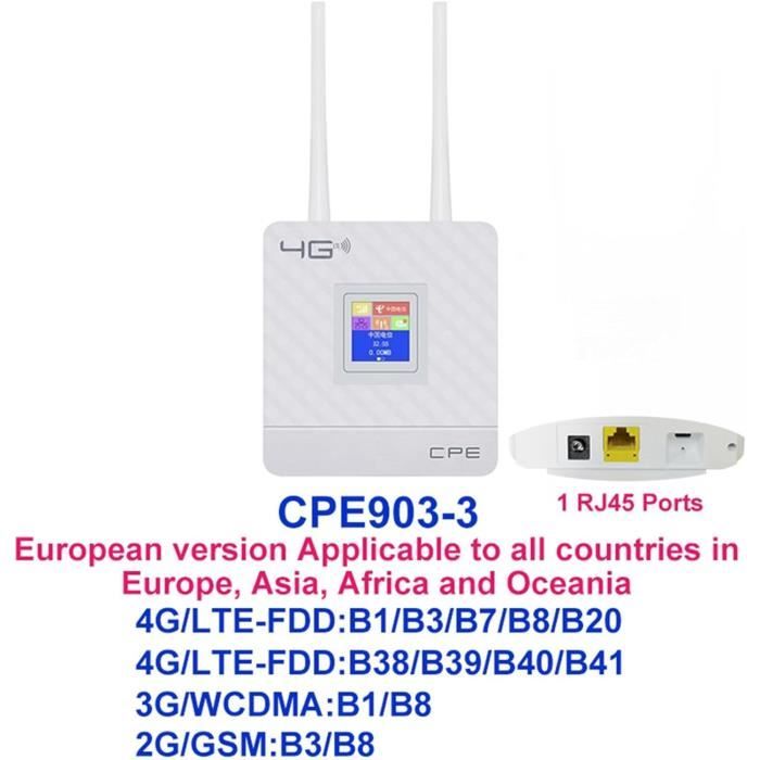 Routeur Wifi 4g Cpe Wifi Antenne externe Rj45 Wan Lan Routeurs sans fil  haute vitesse Adaptateur réseau