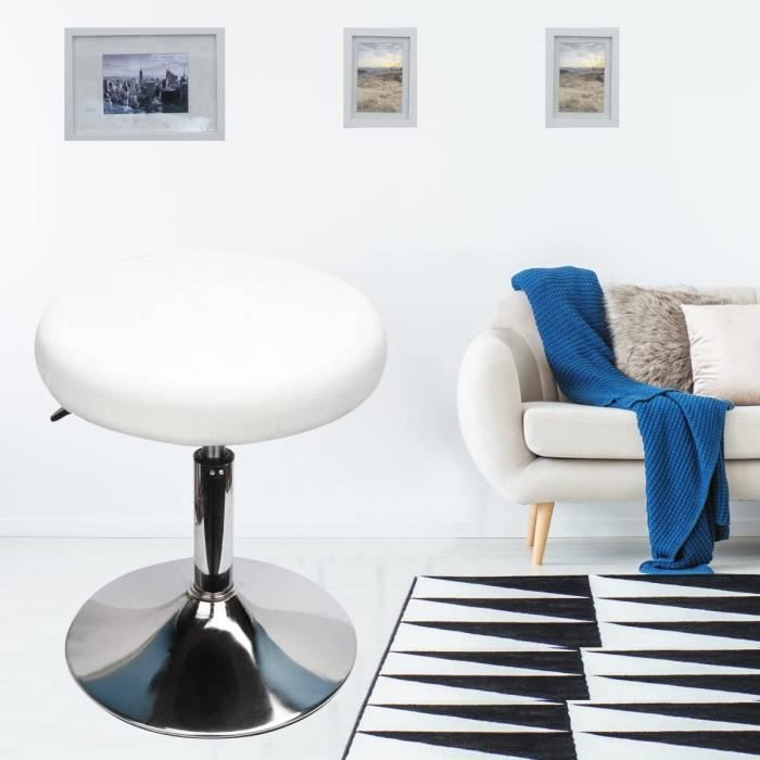 Housses Tabouret Rond Velours - 2 Pièces Blanc Extensible 30-40cm Lavable