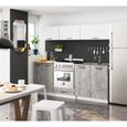 Meuble de cuisine bas AKORD S80 OLIWIA modulable Blanc 80 cm 3 tiroirs façade Béton 80x46x85 cm-3