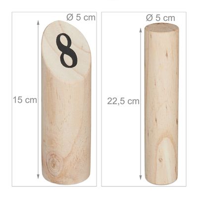 Relaxdays Kubb, jeu kubb viking en bois, caisse de transport, adultesm enfants, 12x28x18m5 cm, jardin, camping, nature - Jeux - Jouets