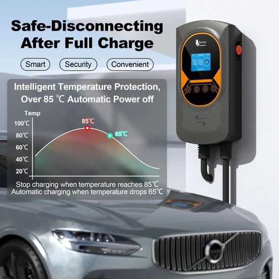 Station De Charge Domestique 22 KW Pour Voiture électrique - 7 KW/22 KW - IP65 - Application Smartphone - Prise Type 2 - Câble 5 M - 10
