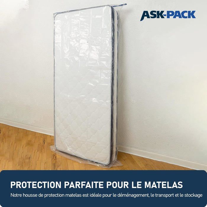 Housse Matelas Demenagement Housse De Protection Matelas WrappyBag - Imperméable - 5 Tailles Dont 90x200cm - Pour Déménagement Et Stockage Sac Rangement Matelas