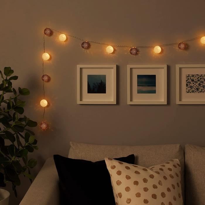 Guirlande lumineuse LED 20 boules de coton LED String Light - Cdiscount  Maison