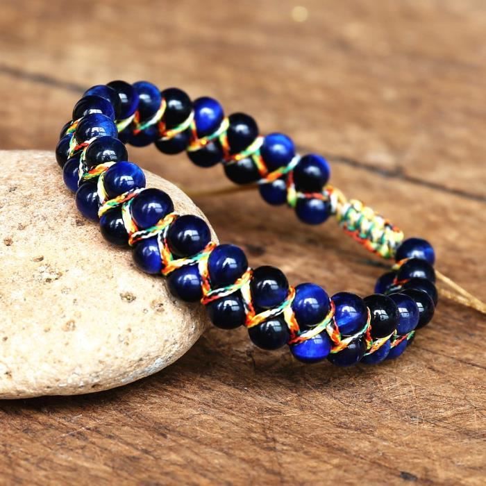 A172 - Bracelet de l'amitié tressé de perles œil de tigre bleues, pour  homme-femme, perles 6 mm, bijoux bohèm - Achat / Vente bracelet - gourmette  A172 - Bracelet de l'amitié tr - Cd