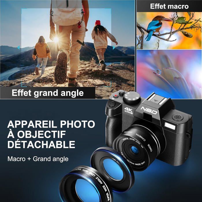 WOLFANG Appareil Photo Numérique 4K 56MP Pour Enfants - Zoom 16x, Autofocus, Carte 32Go Incluse | Cadeau Enfant