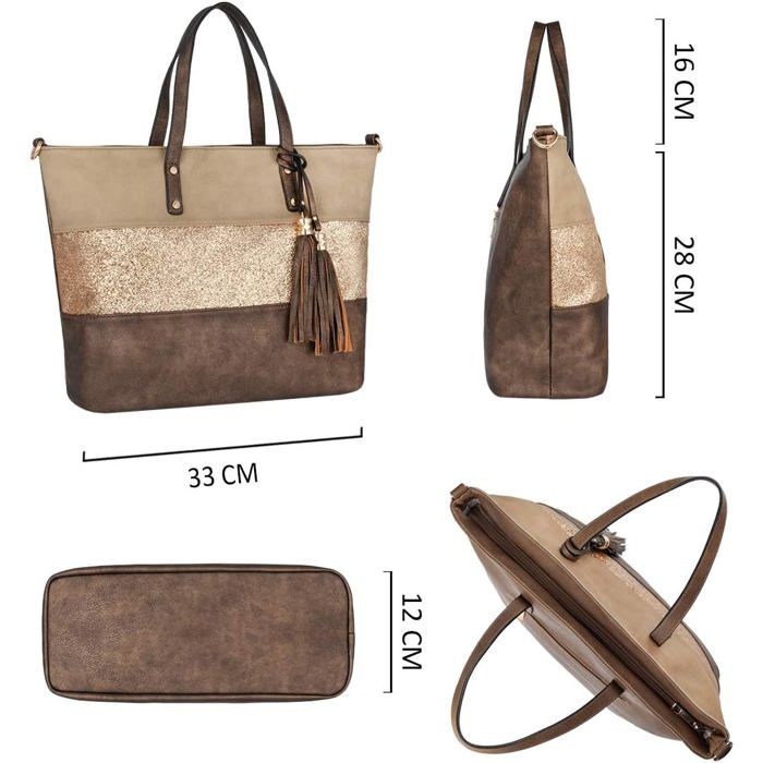 CRAZYCHIC - Sac Bandoulière à Chaînes Femme - Besace Cuir Daim Chaînes
