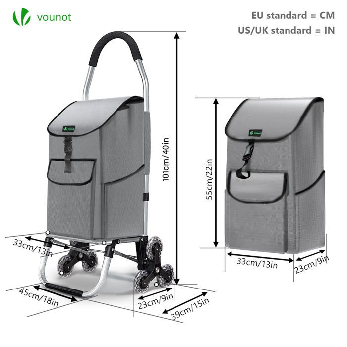 VOUNOT® Chariot de courses en pliable aluminium caddie et