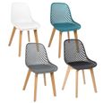 Chaise longue ALICIA-CHAISE - Lot de 4 chaises - Pieds en bois - Noir, blanc, bleu, gris foncé-0