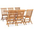 94390Haut de gamme® Ensemble de 1 Table avec 6 chaises pliable - Mobilier de salle à manger de jardin - Bois solide de teck-0