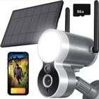 BRAND 2K Caméra Surveillance Extérieure avec 64go carte,9000mAh Batterie Solaire sans Fil,Vision nocturne, PIR, Audio Bidirectionnel