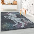 Onlinetex24 Tapis Tapis à poil ras enfants gris licorne étoile conception chambre douce Tapis - 120x170 cm