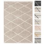 Tapis - TESSO LIVING - Shaggy - Salon - Beige - Dessin Diamant - 120x160 cm