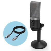 Microphone USB FIFINE pour ordinateurs Mac et Windows, enregistrement de haute qualité