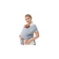 Porte-bébé pour nouveau-nés de moins de 50 lb, taille réglable (0,58 m x 5,3 m), écharpe ergonomique sans nœud avant/arrière, gris