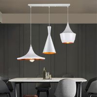 Uto E27 Moderne suspension 3 lampes Luminaire Birgit, suspension métal-bois, blanc pour Restaurant Salon Chambre