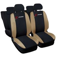Lupex Shop Housses de siège auto compatibles pour C-Max Noir Beige