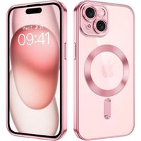 Coque MagSafe pour iPhone 15 avec Bords Chromés et full Caméra Protégée rose