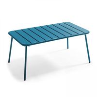 Table basse Palavas OVIALA - 90 x 50 x 40 cm - Acier traité anti-corrosion - Bleu Pacific