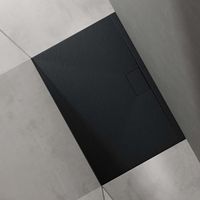 Sogood® Receveur de Douche Bac à Douche Ultra Plat en Solid Surface Gris Noir Mat Geoma07 80x120x3 cm