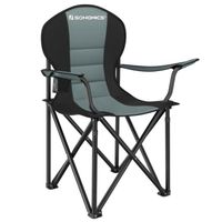 Chaise de Camping, avec Assise Confortable en Éponge, Pliable, Porte-gobelet, Structure Solide, Charge Max. de 250 kg, Vert et Noir