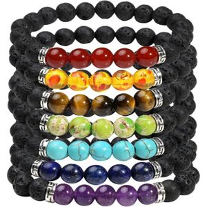 DIFFUSEUR Lot de 7 bracelets en pierre de lave avec diffuseu