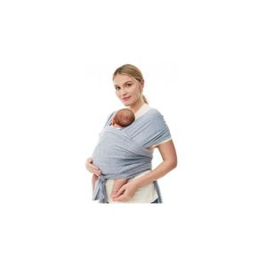 ÉCHARPE DE PORTAGE Porte-bébé pour nouveau-nés de moins de 50 lb, taille réglable (0,58 m x 5,3 m), écharpe ergonomique sans nœud avant/arrière, gris