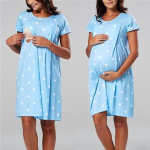 PYJAMA Bleu Robe De Nuit Pour Allaitement Pyjama De Maternité Pour Femmes Enceintes