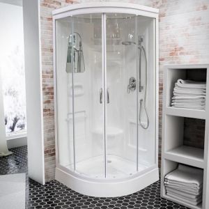 CABINE DE DOUCHE Cabine de douche intégrale arrondie, 90x90 cm, cabine de douche complète, coloris blanc, Helgoland III, Schulte