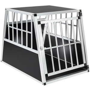HOMCOM Cage de transport pour chien en aluminium XXL 104L x 91l x 69H cm  noir pas cher 