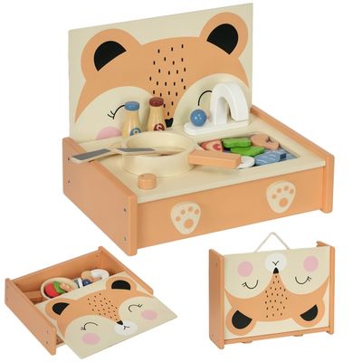 Service à Thé En Bois AOLEVA – Dinette Enfant, Plateau 29.5 Cm, Accessoires Cuisine, Cadeau 3-5 Ans