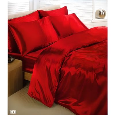Parure De Lit Satin 6 Pcs Rouge Lucifer Lit 180 Cm Achat Vente Parure De Drap Cdiscount
