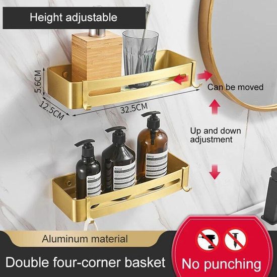 Ensemble Accessoires Salle De Bain Doré 4 Pièces - Distributeur Savon, Gobelet, Porte-brosse à Dents - Cadeau Maison Chic