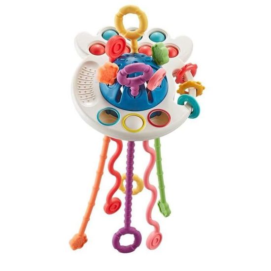 Jouet Montessori Bébé 1 An - Jeux Éducatifs De Jouets Sensoriels - Corde De Traction - Bleu
