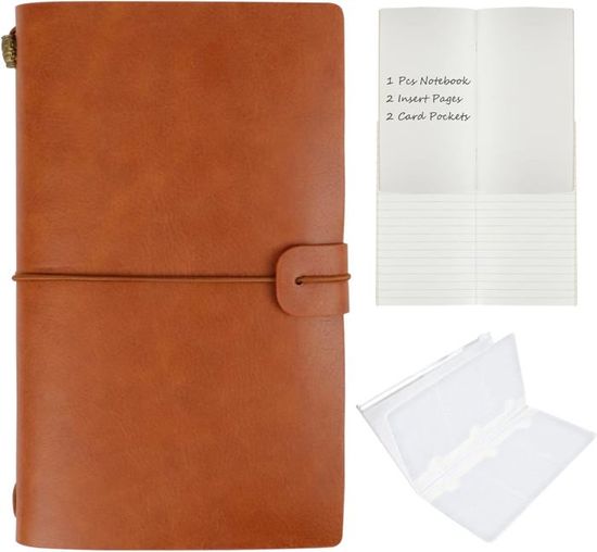 Carnet Organisateur A6 En Similicuir Avec Calculatrice - Agenda De Voyage, Poches Pour Cartes, Fermeture éclair - 13