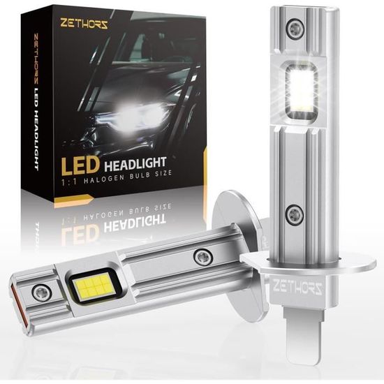 Ampoules H1 LED Zethors 100W 24000LM 6000K - Kit 2 Pièces Avec Ventilateur IP68 Canbus