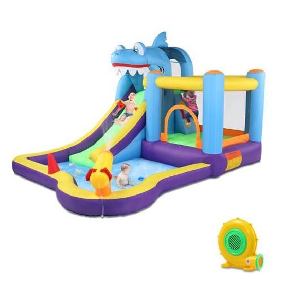 Ballsea Château Gonflable XXL Avec Toboggan – Intérieur/extérieur – Certifié EN71 – Pour Enfants 3-8 Ans