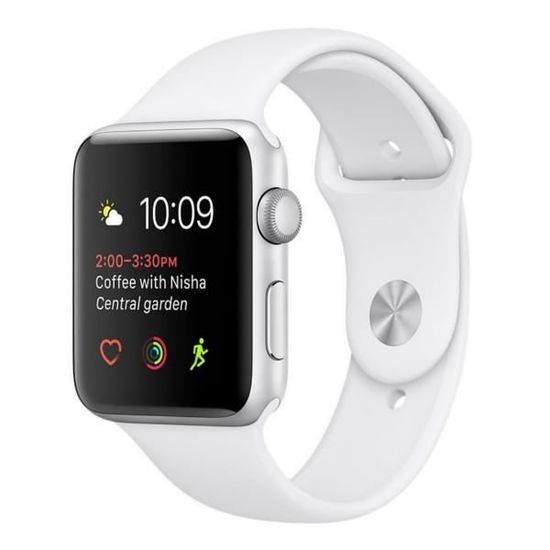 APPLE Apple Watch Series 1 Smartwatch portable Aluminium Argent Case Blanc Band
