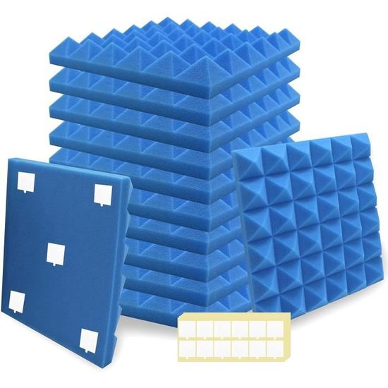 Lot De 12 Panneaux De Mousse Acoustique,Panneaux Acoustiques Ignifuges Mousse Anti-bruit Avec 60
