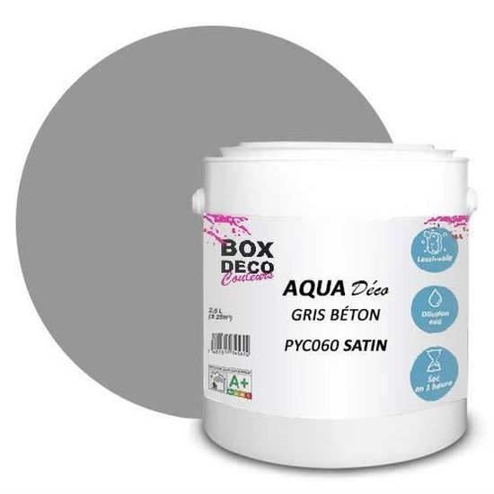 Peinture Acrylique Aspect Satin Aqua Deco Murale 44 Couleurs 2 5 L 25 M Gris Beton Achat Vente Peinture Vernis Peinture Acrylique Aspect Cdiscount
