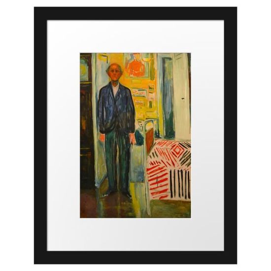 Edvard Munch - Autoportrait entre l'horloge et le lit Cadre photo avec passe-partout galerie - Format: 38x30cm - encadré